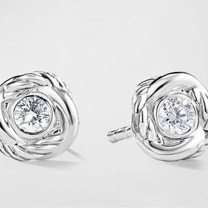 David Yurman 18k white gold infinity studs